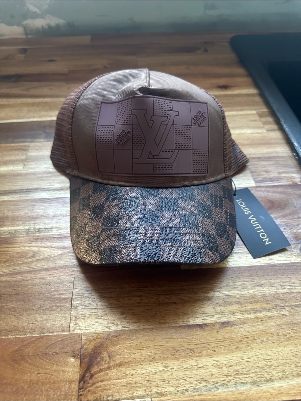 Louis Vuitton Brown & Tan Checker Trucker Cap
